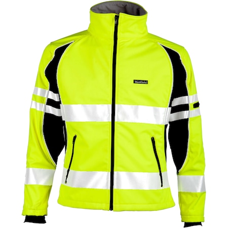 Kishigo S, Lime Class 2 Premium Black Series Unisex Soft Shell Jacket JS144-S